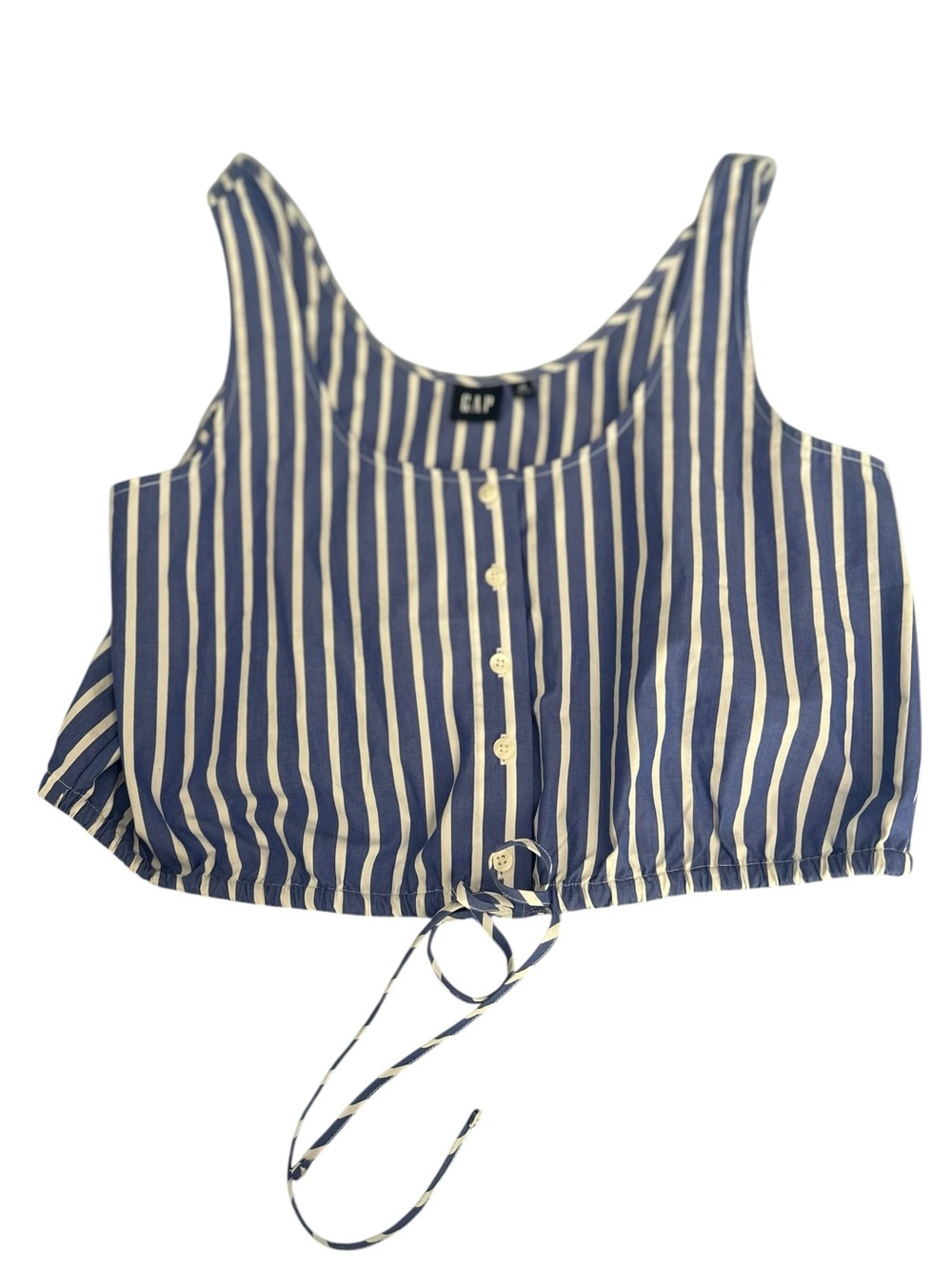 GAP Blue and White Striped Crop Tank Top